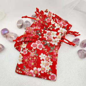 Red Floral Drawstring Gift Pouch