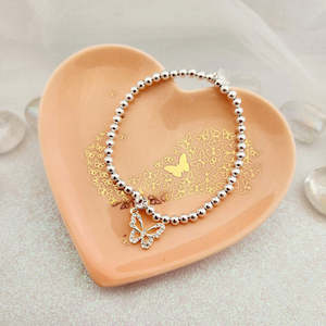 Inspirational Heartfelt Gifts: Perfect Partners Butterfly Bracelet (silver plated) & Trinket Dish