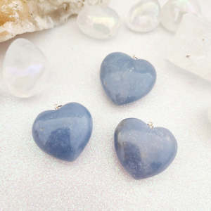 Inspirational Heartfelt Gifts: Angelite Heart Pendant (assorted. sterling silver bail)