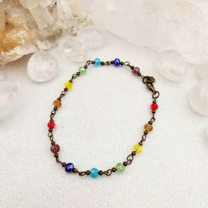 Glass Beaded Anklet (assorted. bronze look metal)