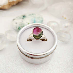 Watermelon Tourmaline Ring (sterling silver)