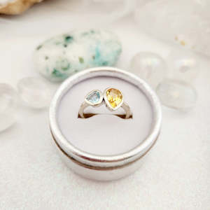 Citrine & Blue Topaz Ring (sterling silver)