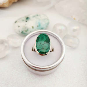 Jewellery Other Accessories: Malachite Ring (sterling silver)