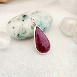 Ruby Tear Drop Pendant (sterling silver)