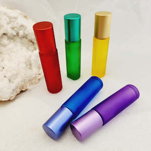 Frosted Coloured Essential Oil Roller Glass Perfume Bottle (empty. approx. 10ml capacity)