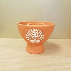 Cleansing Blessing: Tree Of Life Natural Terracotta Smudge Bowl (approx 13x13x10cm)