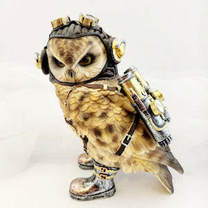 Woodland Grotto: Steampunk Owl with Jet Pack (brown. approx. 20x16cm)