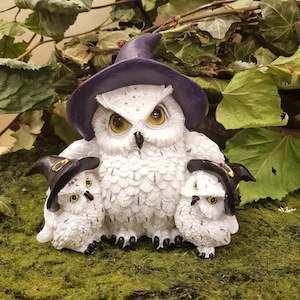 Woodland Grotto: Witchy Owl Family (approx 13x11x6cm)