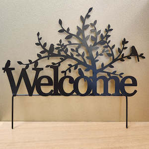 Welcome Tree & Birds Garden Stake (approx. 40x33.5cm)