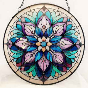 Wall Art Hanging Gifts: Stained Glass Mandala Flower Hanger