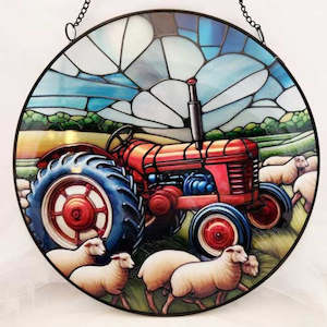 Wall Art Hanging Gifts: Stained Glass Tractor Hanging