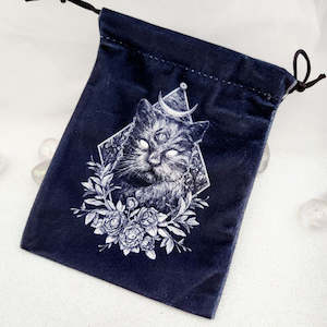 Black Cat w. Third Eye Drawstring Bag (approx. 18x13cm)