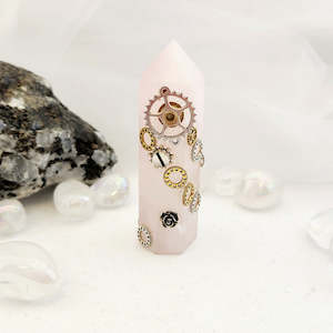 Rose Quartz Steampunk Point (approx. 8.9x2.8cm)