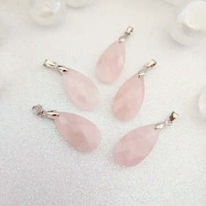 Rose Quartz Faceted Pendant (assorted. silver metal bale)