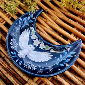 Owl Crescent Moon Trinket Dish