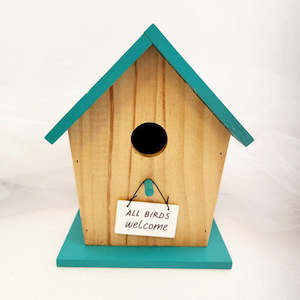 All Birds Welcome Wooden Bird House (approx. 20x18x12cm)