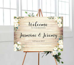 Wooden Look Welcome Sign