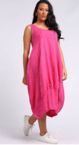 Gabriella linen dress fuchsia