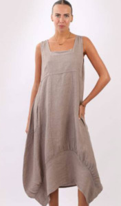 Gabriella linen dress mocha