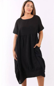 Mila linen dress black