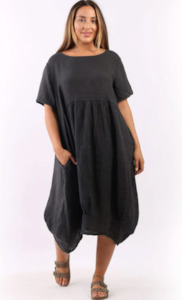 Mila linen dress charcoal