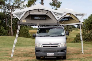 Mt Brown Roof Top Tent – Grey with Smokey White Fly