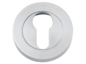 Bankston Satin Chrome Round Euro Keyhole Escutcheon