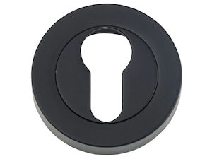 Bankston Matt Black Round Euro Keyhole Escutcheon