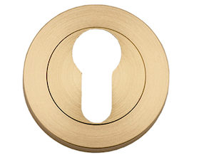 Bankston Satin Brass Round Euro Keyhole Escutcheon