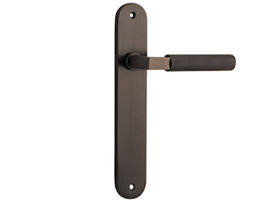 Hardware - domestic: Bankston Brunswick Bronzed Brass Passage Handle On Oval Backplate