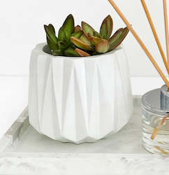 FACETED PLANTER-WHITE