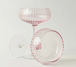 Ribbed Champagne Coupe- Set 4 Blush