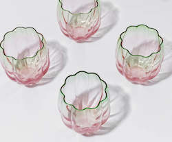 PETAL STEMLESS GLASS- WATERMELON- SET OF 4