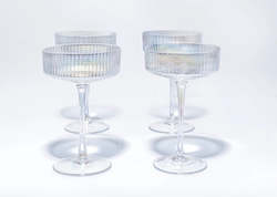 IRIDESCENT RIBBED COCKTAIL GLASSES- SET OF 4