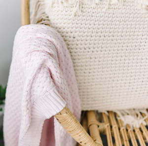 Homewares: Snuggle Hunny - Blush Pink | Diamond Knit Baby Blanket