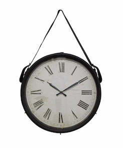 Homewares: Hanging Clock Faux Leather Strap