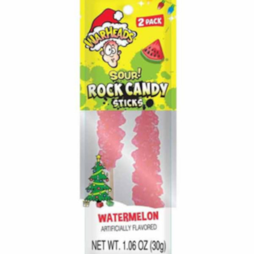 WarHeads Watermelon SOUR 2Pk Rock Candy Sticks Peg Bag 1.6oz