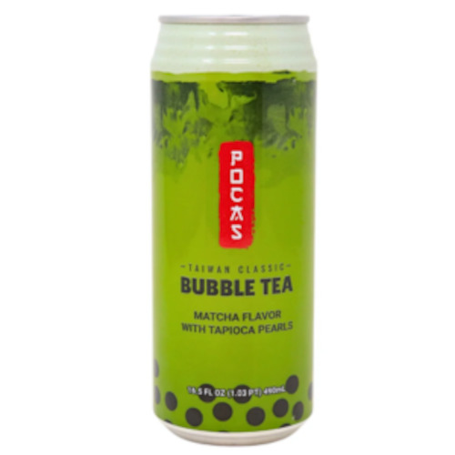 Pocas Taiwan Classic BUBBLE TEA Matcha Flavour with Tapioca Pearls 490ml