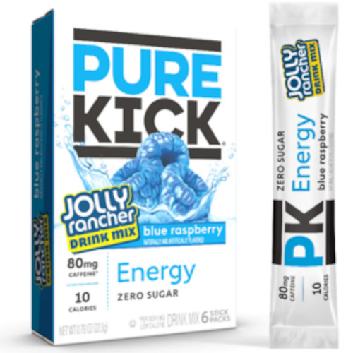 Pure Kick + Jolly Rancher BLUE RASPBERRY Energy Drink 6 Stick Mix