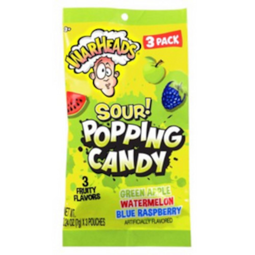 WarHeads Sour 3Pk Popping Candy Peg Bag