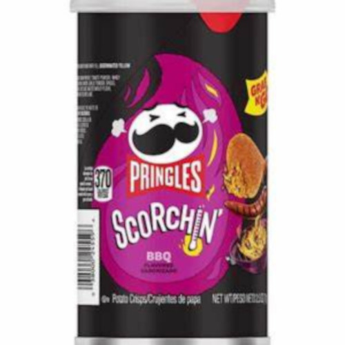 Chips: DATED - July 2024 Pringles Scorching BBQ Grab N Go 70g (2.5oz) x12