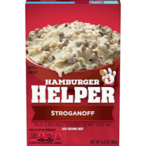 Ready Meals: Hamburger Helper STROGANOFF Pasta & Creamy Sauce 6.4oz (BBD 11 June 2024)