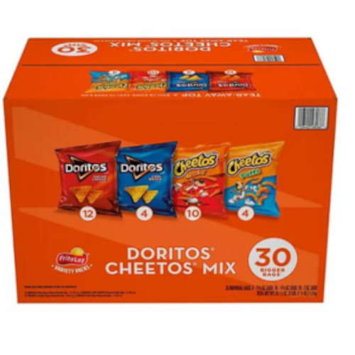 Doritos Cheetos Mix 30ct (Doritos - Nacho Cheese, Cool Ranch, Cheetos -Crunchy, Puffs