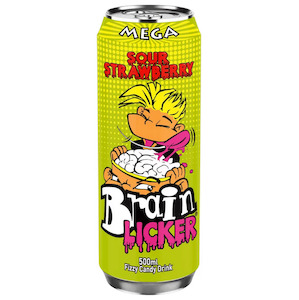 Mega Brain Licker Sour Strawberry Fizzy Sour Candy Drink 500ml