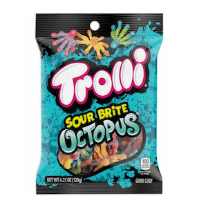 Trolli Sour Brite Octopus Gummies Peg Bag 4.25oz / 120g