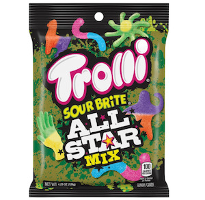 Trolli Sour Brite All Star Mix Gummies Peg Bag 4.25oz / 120g