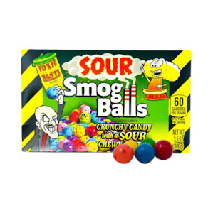 Toxic Waste Sour Smog Balls Crunchy Candy Theatre Box 3.5oz / 100g