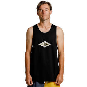 Dad Singlet - Black with Diamond Print