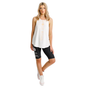 Racerback Singlet - White with Peach Logo