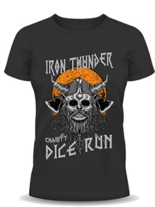 T-Shirt – Dice Run – Orange Skull